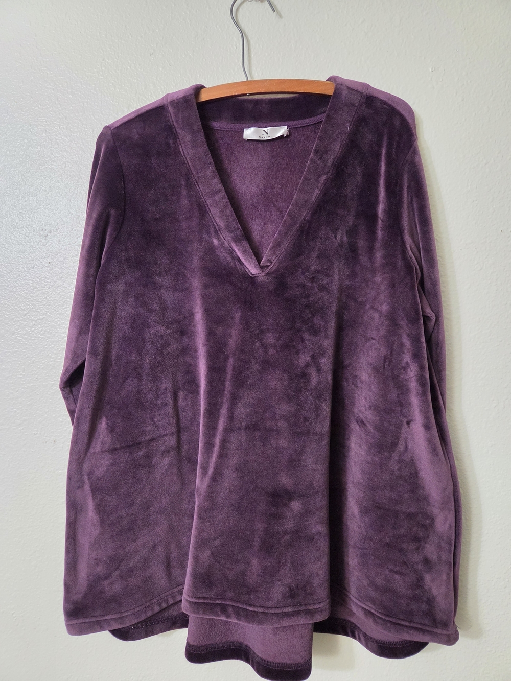 Natori Velour  V-Neck Lounge Sweater - Purple